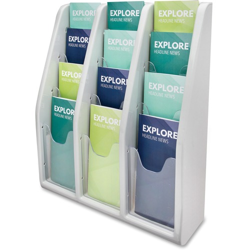Pamphlet Holders, 12 Pocket, 15-3/4"x5"x19-3/4",Gray