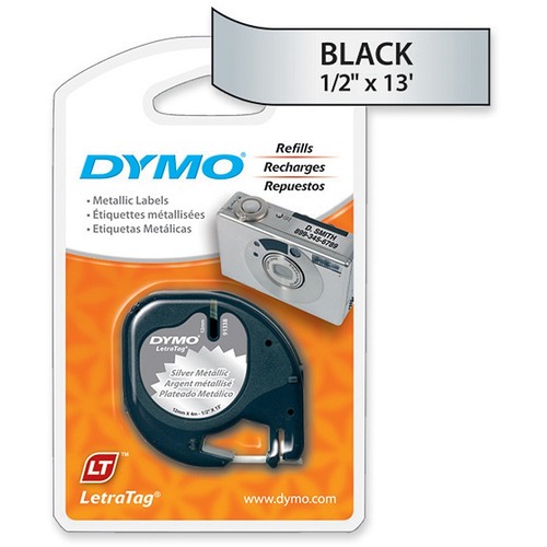 Letratag Metallic Label Tape Cassette, 1/2in X13ft, Silver