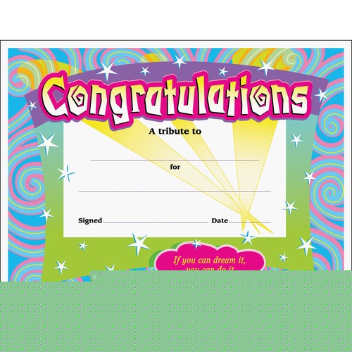 Congratulations Certificates, 8-1/2 X 11, White Border, 30/pack