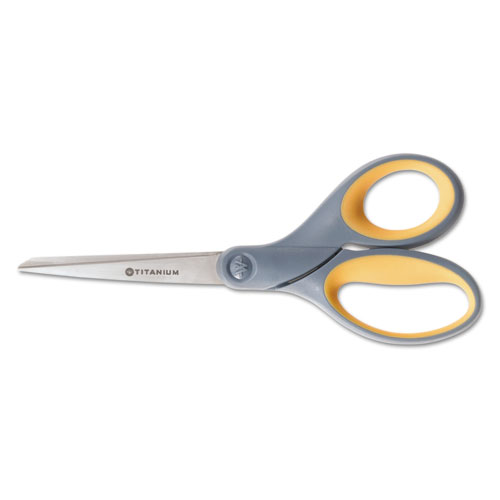 5110016296575 SKILCRAFT WESTCOTT TITANIUM SCISSORS, 8" STRAIGHT, GRAY/YELLOW