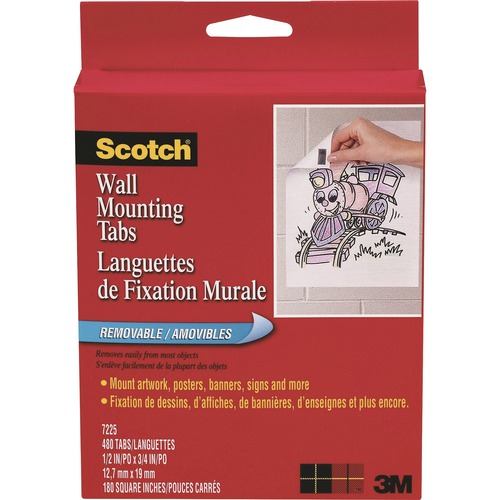 Precut Removable Mounting Tabs, Double-Sided, 1/2 X 3/4, 480/pack