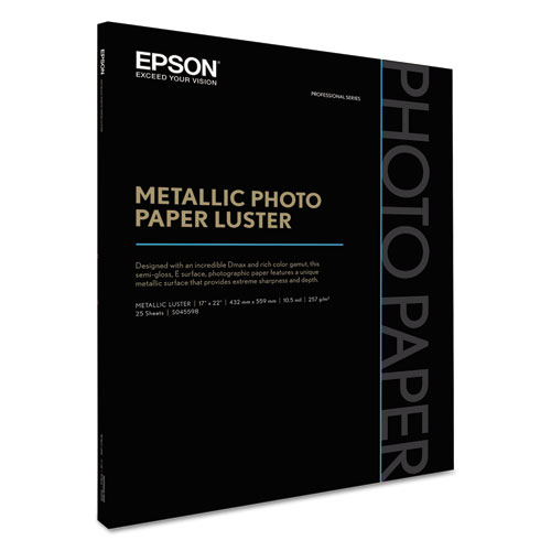 Professional Media Metallic Photo Paper Luster, White, 17 X 22, 25 Sheets/pack