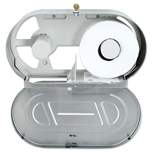 Toilet Tissue 2 Roll Dispenser, Stainless Steel,jumbo,20 13/16 X 5 5/16 X 11 3/8