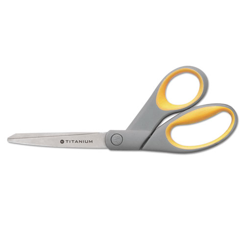 5110016296574 SKILCRAFT WESTCOTT TITANIUM SCISSORS, 8" BENT, GRAY/YELLOW