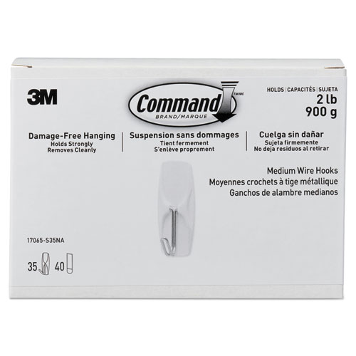 GENERAL PURPOSE HOOKS, METAL, WHITE, 2 LB CAP, 35/PACK