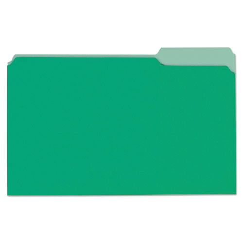 File Folders, 1/3 Cut One-Ply Tab, Legal, Bright Green/light Green, 100/box