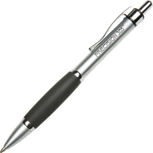 7520014457226, METAL BALLPOINT RETRACTABLE PEN W/RUBBER GRIP, BLACK INK, MED, DZ
