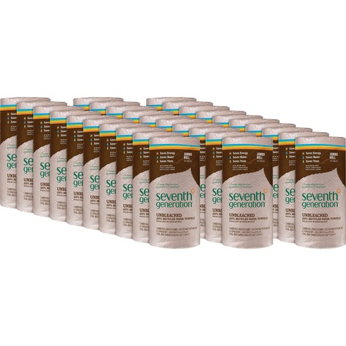 Natural Unbleached 100(percent) Recycled Paper Towel Rolls,11 X 9,120 Sheets/rl,30 Rl/ct