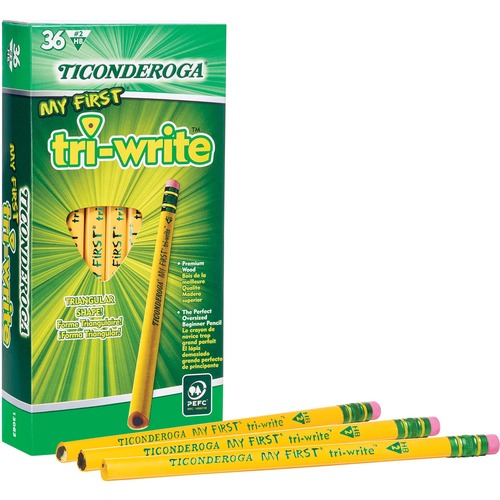 No 2 Pencil,Triangular Shape,Beginner W/Eraser,36/BX