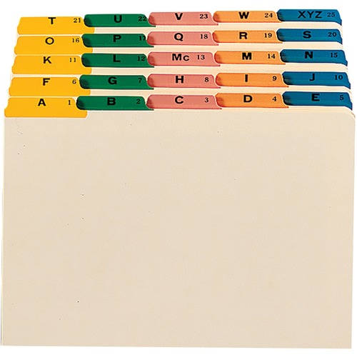 Recycled Top Tab File Guides, Alpha, 1/5 Tab, Manila/color, Legal, 25/set