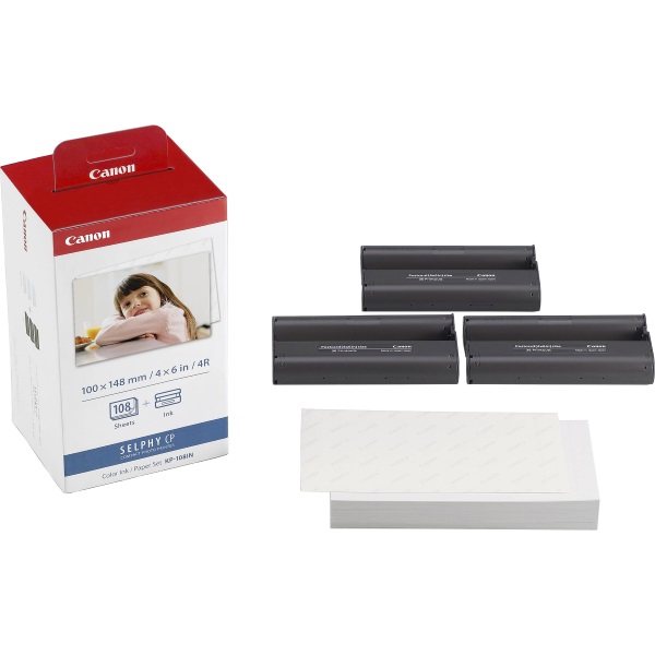 Canon KP-108IN Black and Color Ink Cartridge & Photo Paper SELPHY CP100 CP200 CP220 CP300 CP330 CP400 CP510 CP600 CP710 CP720 CP730 CP740 CP760 CP770 CP780 CP790 (4" x 6") (108 Sheets)