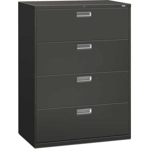 4 Drawer Lateral File, W/Lock, 42"x19-1/4"x53-1/4", Charcoal