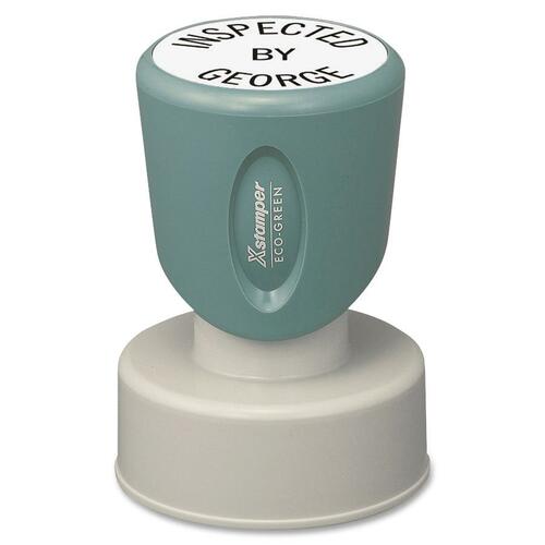 Custom Pre-Inked Stamp, Lg, 1-3/16", Green/Gray
