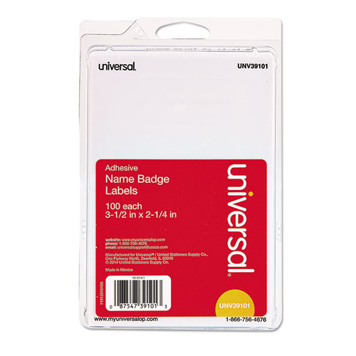 Plain Self-Adhesive Name Badges, 3 1/2 X 2 1/4, White, 100/pack