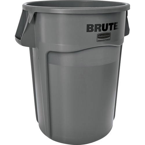 Brute Vented Trash Receptacle, Round, 44 Gal, Gray