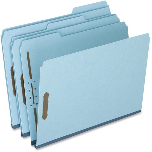 Pressboard Folders, 2 Fasteners, 1" Expansion, 1/3 Tab, Letter, Blue, 25/box