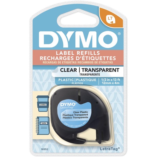 Letratag Plastic Label Tape Cassette, 1/2" X 13ft, Clear