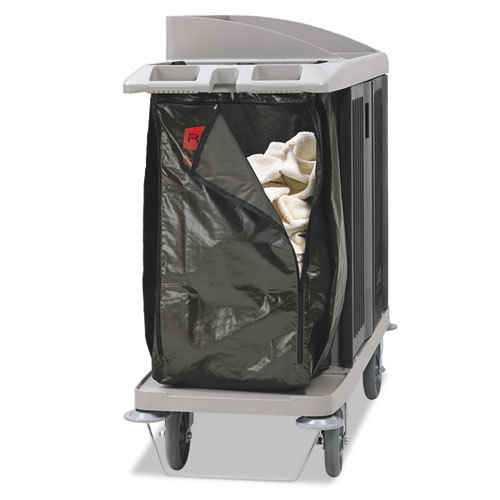 ZIPPERED VINYL CLEANING CART BAG, 25 GAL, 17" X 33", BROWN