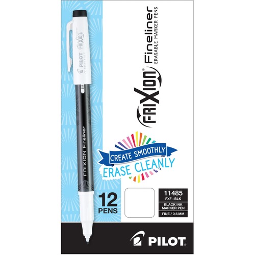 FRIXION ERASABLE STICK MARKER PEN, 0.6 MM, BLACK INK/BARREL, DOZEN