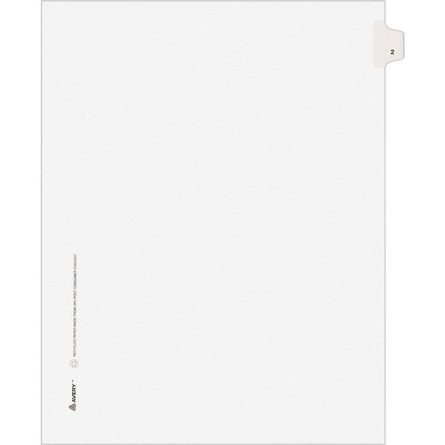 Avery-Style Legal Exhibit Side Tab Divider, Title: 2, Letter, White, 25/pack