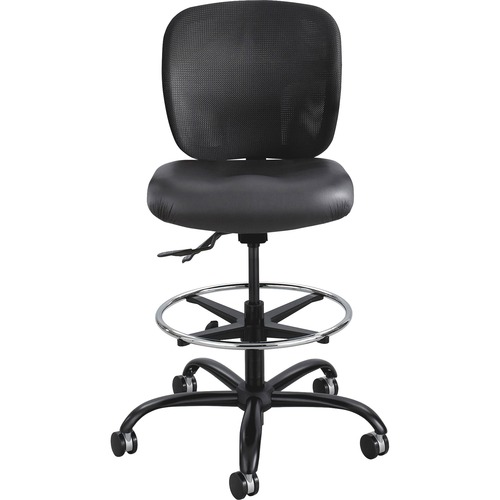 Vue Series Heavy-Duty Extended Height Stool, Vinyl Seat, Nylon Mesh Back, Black