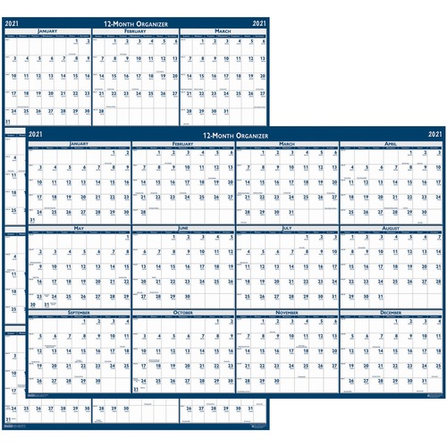 RECYCLED POSTER STYLE REVERSIBLE/ERASABLE YEARLY WALL CALENDAR, 32 X 48, 2019
