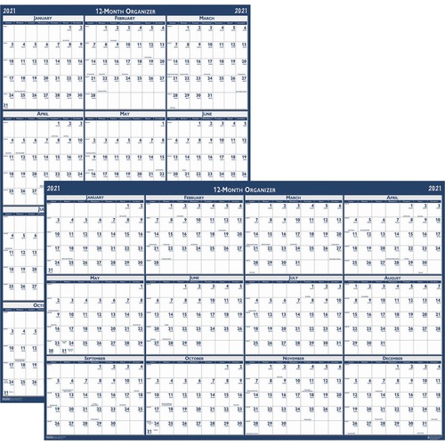 RECYCLED POSTER STYLE REVERSIBLE/ERASABLE YEARLY WALL CALENDAR, 18 X 24, 2019