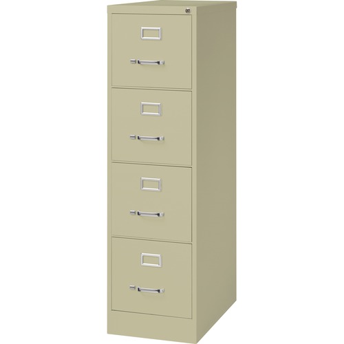 4-Drawer Vertical File, w/ Lock, 15"x25"x52", Putty