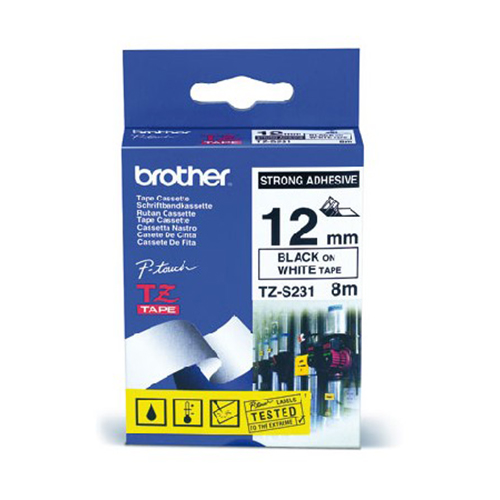 Tze Extra-Strength Adhesive Laminated Labeling Tape, 1/2"w, Black On White
