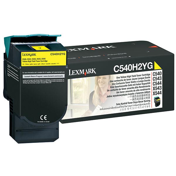 C540h2yg High-Yield Toner, 2000 Page-Yield, Yellow