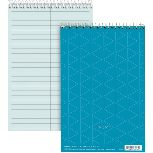 PRISM STENO BOOKS, GREGG RULE, 6 X 9, BLUE, 80 SHEETS, 4/PACK