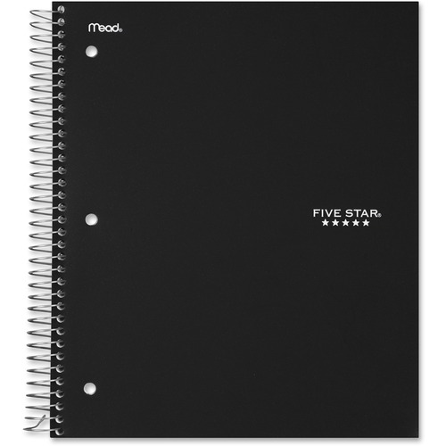 Notebook, 3-Subject, Spiral, 8-1/2"x11-1/2", Black