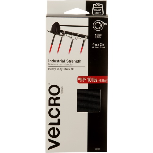 Industrial Strength Tape,Hook and Loop,Waterproof,2"x4',BK