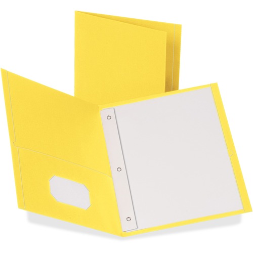 Twin-Pocket Folders With 3 Fasteners, Letter, 1/2" Capacity, Yellow, 25/box