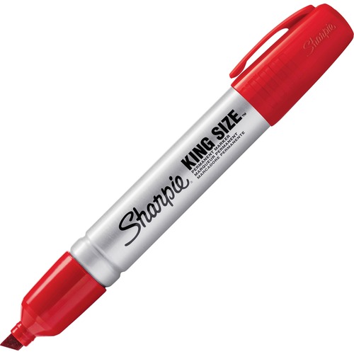 King Size Permanent Marker, Chisel Tip, Red, Dozen