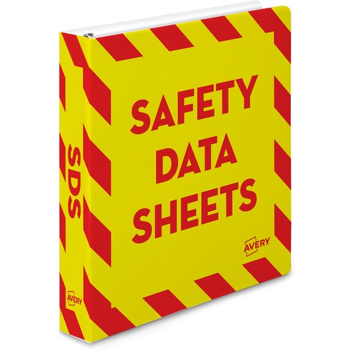 HEAVY-DUTY PREPRINTED SAFETY DATA SHEET BINDER, 1 1/2"CAP, YELLOW/RED