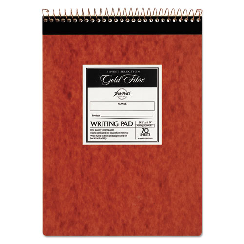 GOLD FIBRE RETRO WIREBOUND WRITING PADS, 1 SUBJECT, WIDE/LEGAL RULE, RED COVER, 8.5 X 11.75, 70 SHEETS