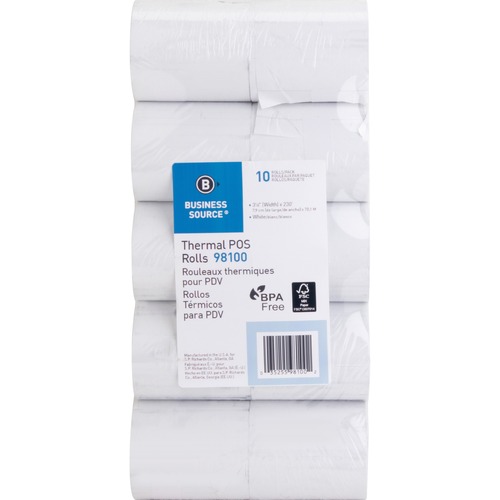 Thermal Rolls, 3-1/8"x100', 10RL/PK, White