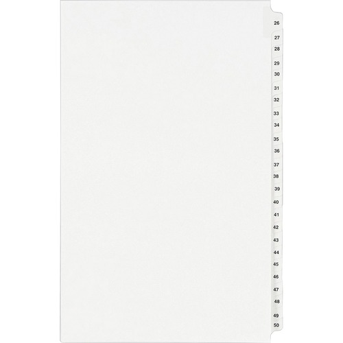 PREPRINTED LEGAL EXHIBIT SIDE TAB INDEX DIVIDERS, AVERY STYLE, 25-TAB, 26 TO 50, 14 X 8.5, WHITE, 1 SET
