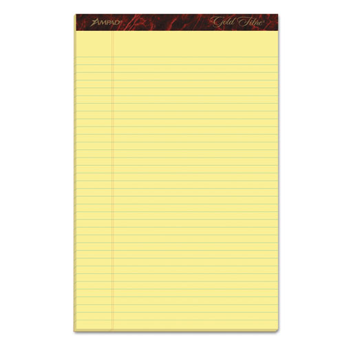 GOLD FIBRE WRITING PADS, WIDE/LEGAL RULE, 8.5 X 14, CANARY, 50 SHEETS, DOZEN