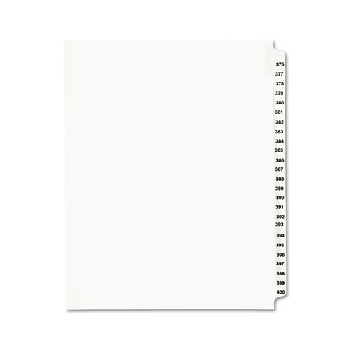 Avery-Style Legal Exhibit Side Tab Divider, Title: 376-400, Letter, White