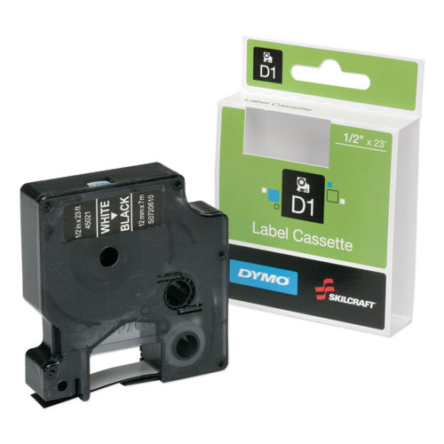 7510016576748, DYMO/SKILCRAFT LABEL CASSETTE, 1/2" X 23 FT, WHITE/BLACK