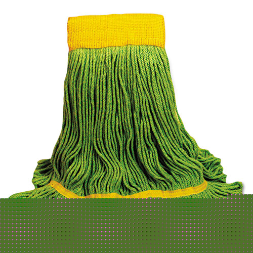 Ecomop Looped-End Mop Head, Recycled Fibers, Medium Size, Green