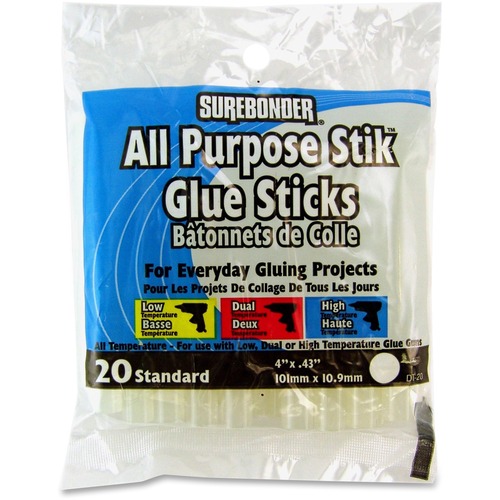 Hot Melt Glue Sticks, All Temps, 4", 20/pk