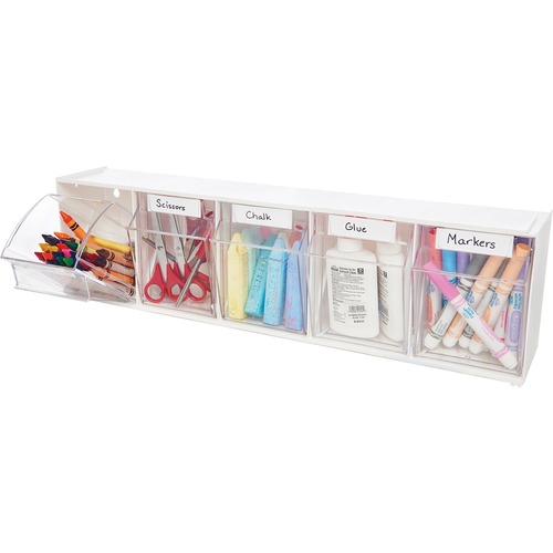 Bin System,Modular,5-Bin,23-5/8"x5-1/4"x6-1/2",White/CL