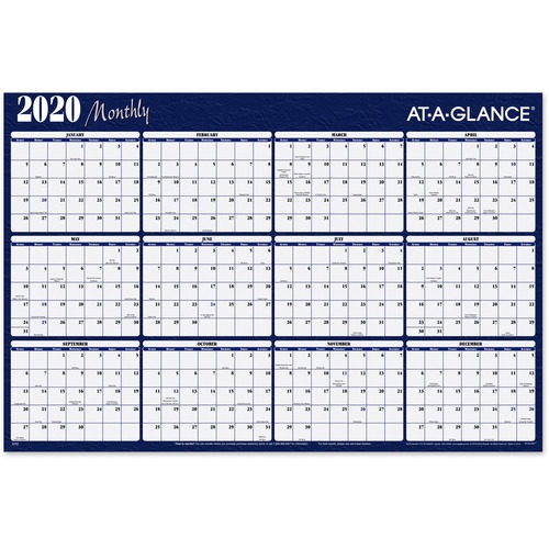 REVERSIBLE HORIZONTAL ERASABLE WALL PLANNER, 48 X 32, 2019
