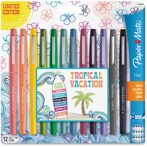 Point Guard Flair Bullet Point Stick Pen, Assorted Colors, .7mm, 12/set