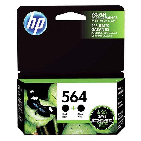 Hewlett-Packard  HP564 Ink Cartridges, 250 Page Yield, 2/PK, Black