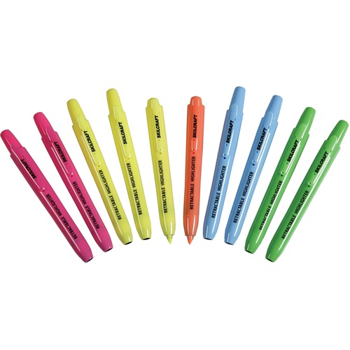 7520015548208, RETRACTABLE HIGHLIGHTER, CHISEL TIP, 10/SET