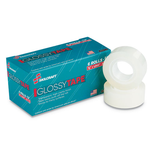 7510015806225, TRANSPARENT TAPE GLOSS FINISH, 3/4" X 1000", 1" CORE, CLEAR, 6/PK